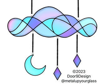 Stained Glass Cloud Mobile Pattern: Continuous Line Design (PDF Pattern)