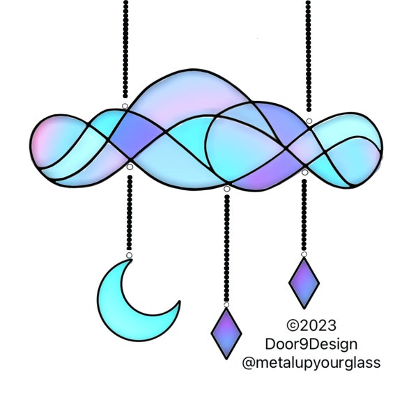 Pattern- 1 stained glass cloud mobile pattern, Continuous Line Cloud