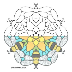 Pattern- Honey bee Mandala stained glass pattern