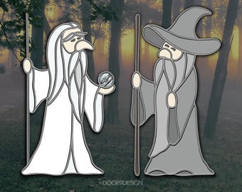 Stained Glass Wizard & Gnome Pattern: Suncatcher Bookend (PDF)