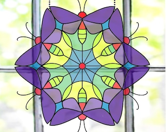 Firefly Mandala Stained Glass Pattern: Lightning Bug Design (PDF Pattern)
