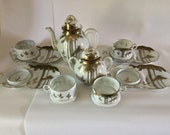 12 pc Antique Japan KUTANI Satsuma Eggshell Porcelain Tea Set Teapot Bamboo