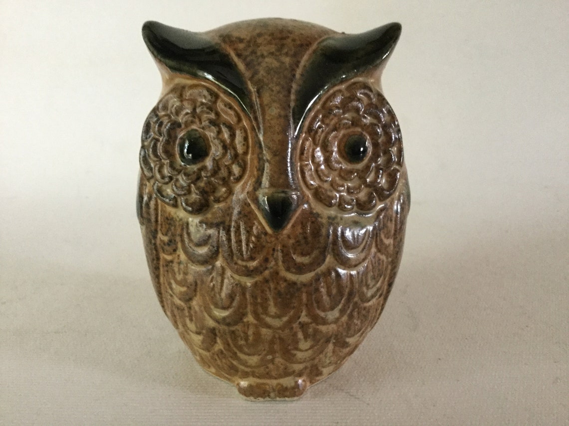 Vintage OWL Still BANK Porcelain Stoneware 1970s Earth Tones 4 - Etsy