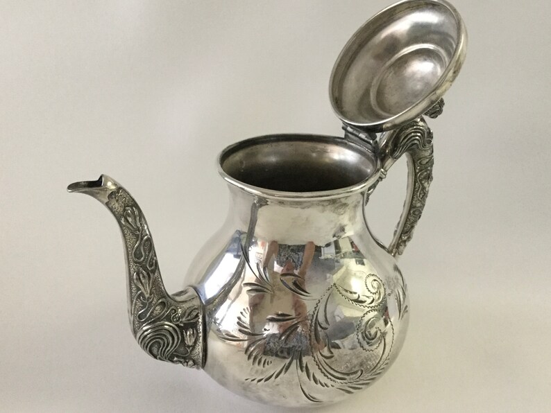 Art Nouveau Quadruple Plate TEAPOT 4 Cup Embossed & Engraved Etsy