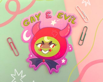 Gay & Evil Glossy Sticker | Queer Sticker