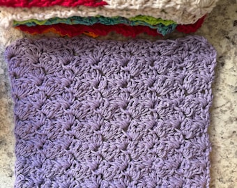Handmade Crochet Cotton Dishcloths – Mystery 3 Pack – Reusable Washcloths – Eco Friendly Kitchen Cloths