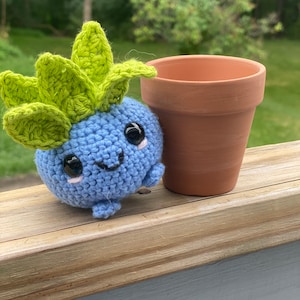 Oddish Plush Amigurumi Crochet Pokemon Plant in Clay Pot