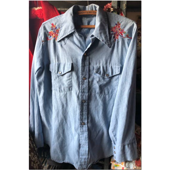 Vintage dungarees Embroidery Shirt