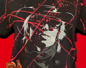 Vintage BOHO Tom Petty & the Heartbreakers unisex black red splatter paint Tshirt fan art 70’s classic rock tee, festival tee, concert tee