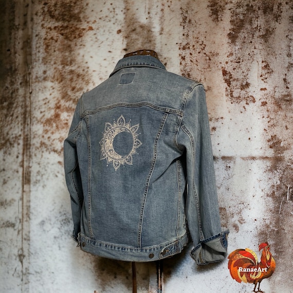 BOHO Hippie Jacket Distressed Denim Jacket Adult for Men Women