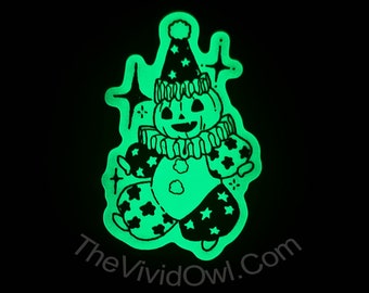 Spooky Circus Pumpkin - glow in the dark sticker for water bottle stickers for laptop decal bumper stickers cute