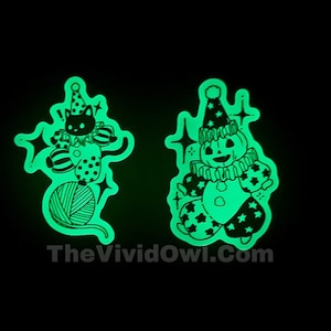 BUNDLE: Glow in the dark stickers, Spooky Circus black cat, and Pumpkin sticker water bottle stickers for laptop decal bumper stickers cute