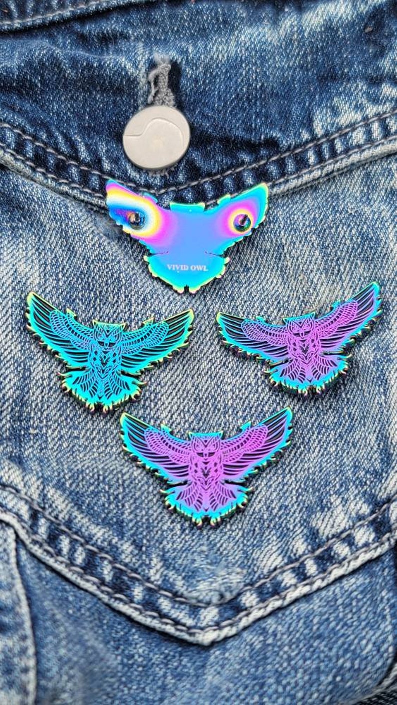 Enamel Pin Owl Cute enamel pin Rainbow metal enamel pin soft enamel backpack pin image 4