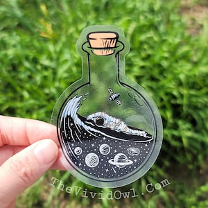 Spaceman in a bottle clear sticker for water bottle stickers for laptop decal bumper stickers cute