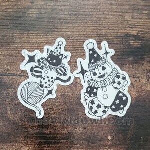 BUNDLE: Glow in the dark stickers, Spooky Circus black cat, and Pumpkin sticker water bottle stickers for laptop decal bumper stickers cute image 4