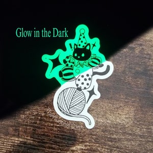 Glow in the dark sticker, Spooky Circus black cat sticker for water bottle stickers for laptop decal bumper stickers cute image 2