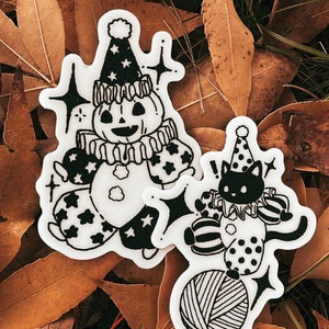 BUNDLE: Glow in the dark stickers, Spooky Circus black cat, and Pumpkin sticker water bottle stickers for laptop decal bumper stickers cute image 2