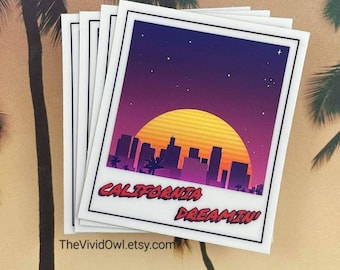 California Dreamin' holographic sticker for water bottle stickers for laptop decal bumper stickers cute