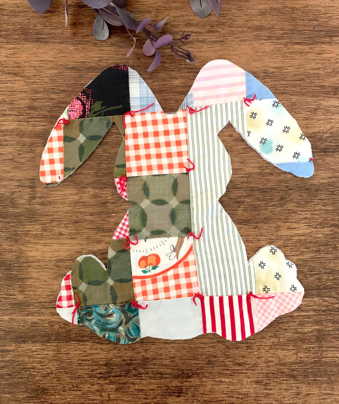 Vintage Quilt Appliqued Piece Shape of Floppy Ear Bunny/rabbit Hand Cut ...