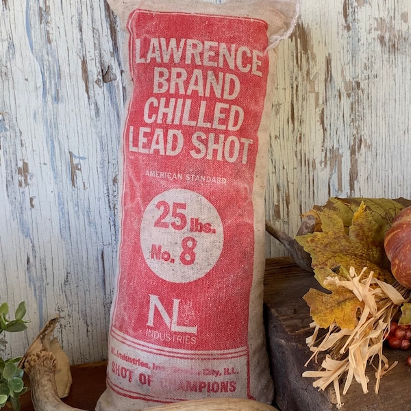 Accent Pillow Vintage Lawrence Brand Chilled Shot Bag Fall Autumn Harvest Man Cave Decor Rustic Primitive Cottagecore American Farmhouse