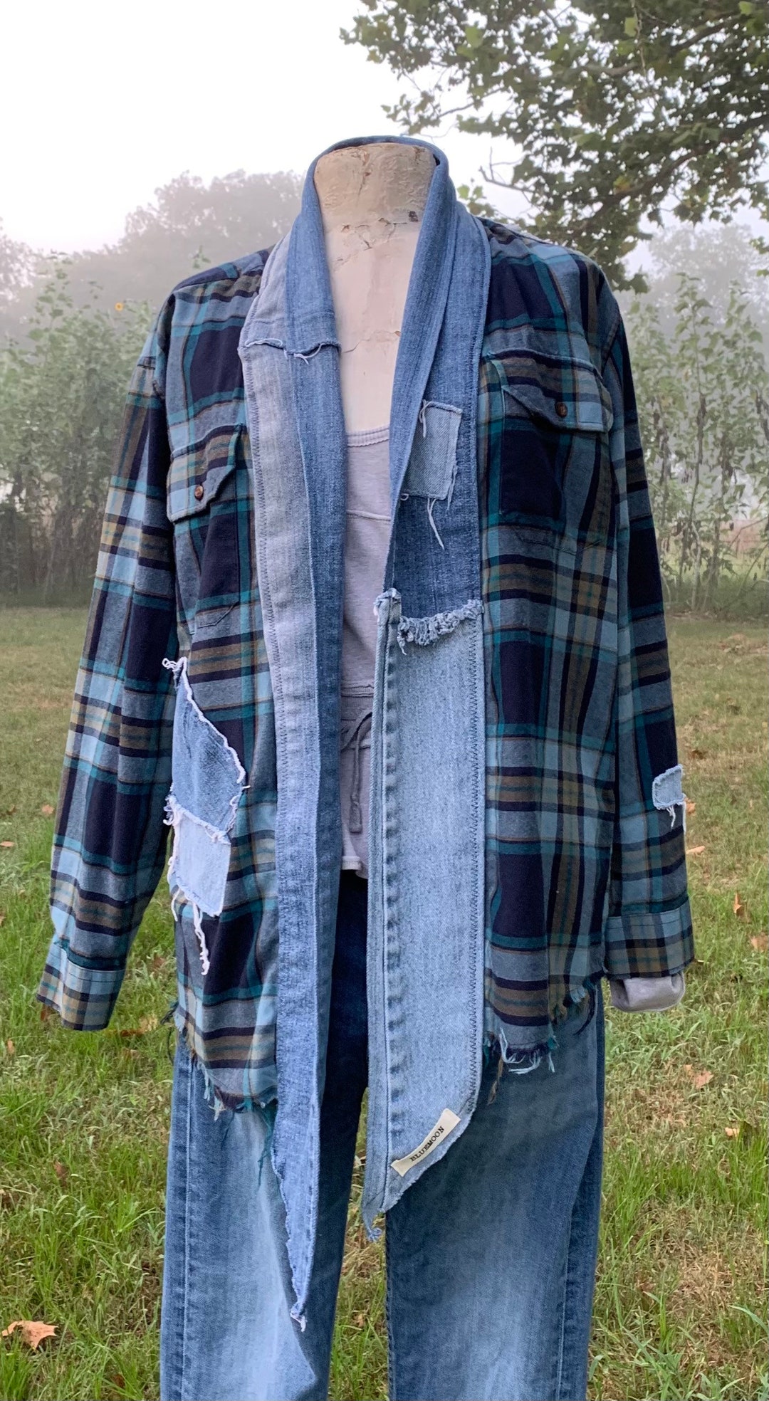 Womens Upcycled Refashioned Boho Bohemian Flannel and Denim - Etsy