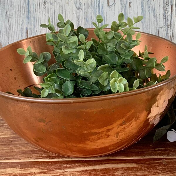 Vintage Copper Large Mixing Bowl w/ Side Hanging Ring Rustic American Farmhouse Kitchen Decor Pasta Fruit Vintage Copper Pots Pans Strainer