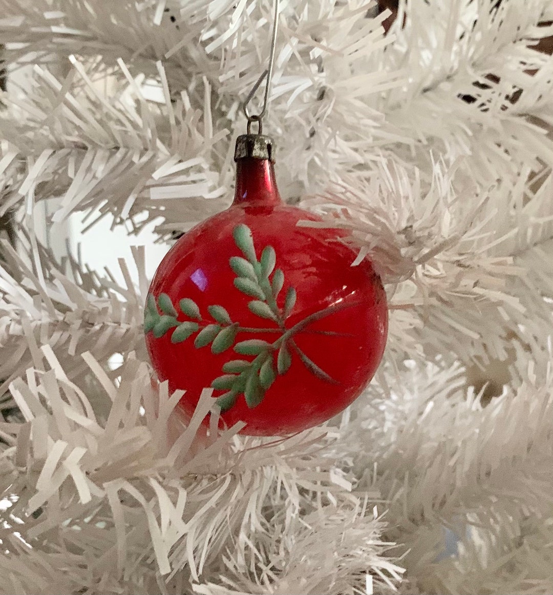Vintage Christmas Glass Glitter Ornament Poland Tree Decor Etsy