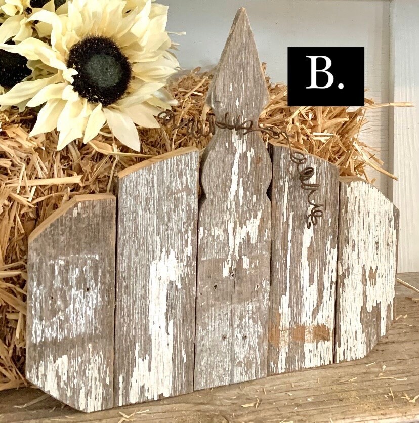 Rustic Primitive Pumpkin Salvaged Wood Old Wooden Picket Chippy White ...