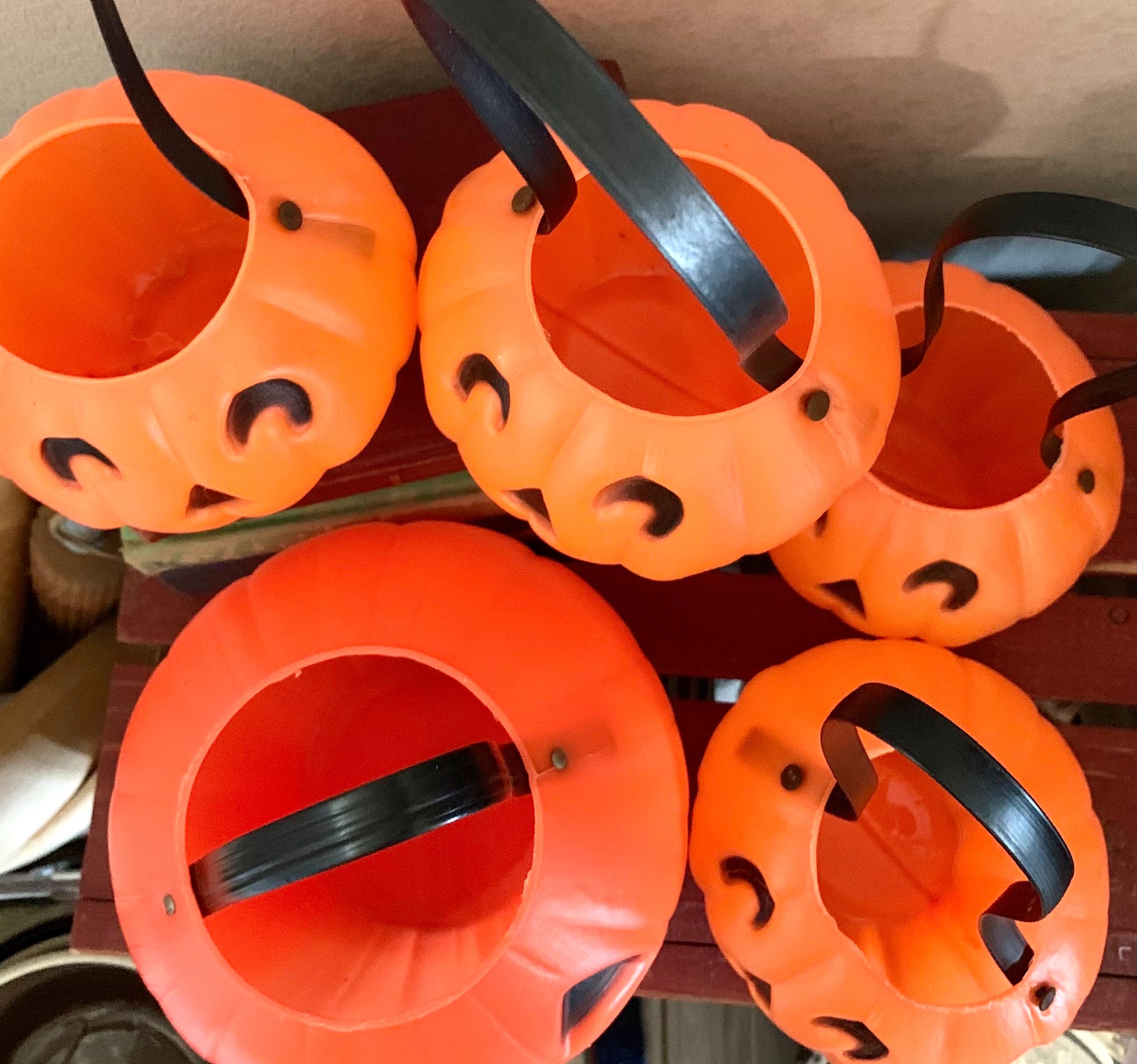 1 Vintage Halloween Pumpkin Pail Blow Mold Trick or Treat Halloween ...