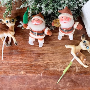 Vintage Christmas Picks Vintage Santa Vintage Hard Plastic Reindeer Rustic Primitive Cottagecore American Farmhouse Christmas Decor