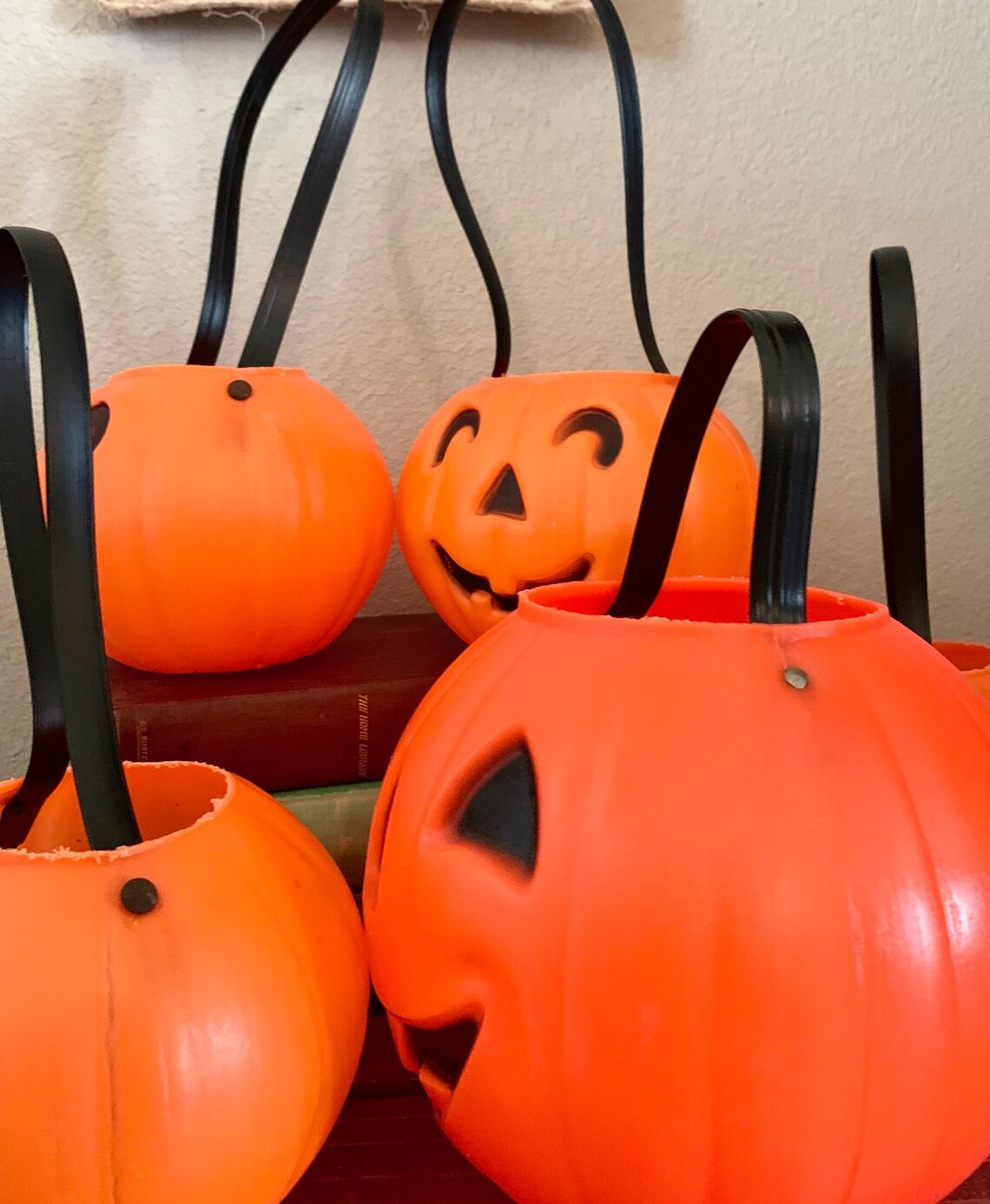 1 Vintage Halloween Pumpkin Pail Blow Mold Trick or Treat Halloween ...