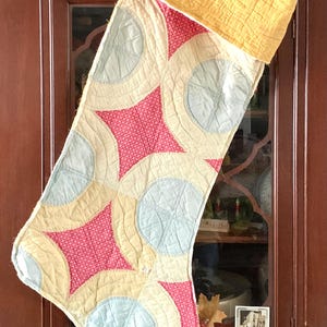 Vintage Quilt Oversized Cutter Quilt Christmas Stocking Vintage Quilt XLarge Giant Stocking Rustic & Primitive Style Christmas Decor