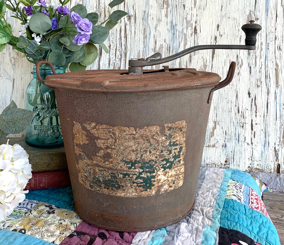Vintage Rusty Metal Ice Cream Bucket Summer Decor Etsy