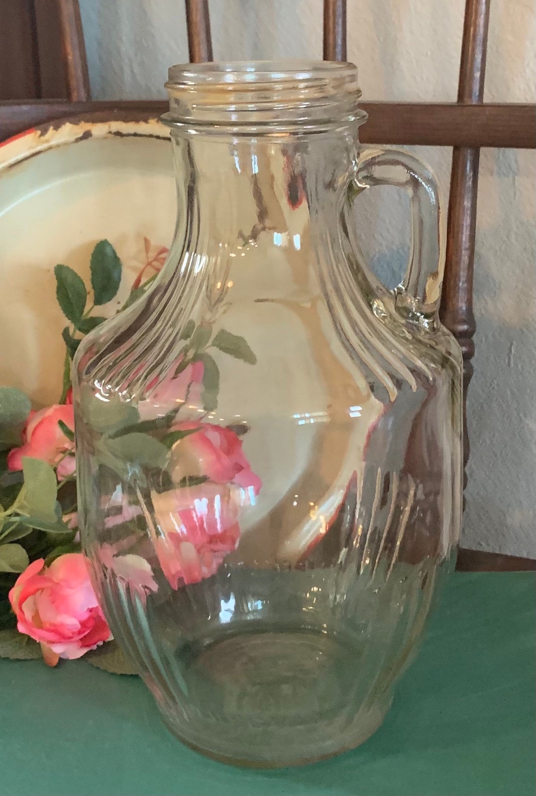 Vintage Speas Vinegar Jar Glass Handled Farmhouse Kitchen Pantry Decor Rustic Primitive