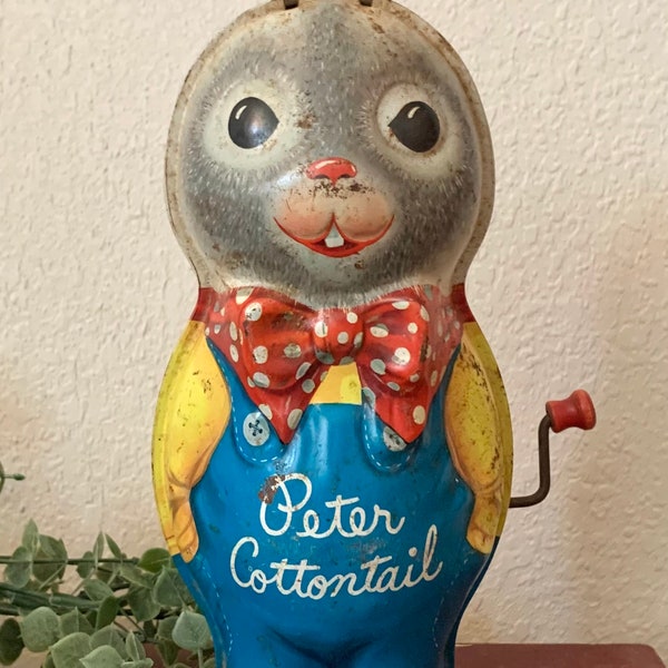 Vintage Easter Peter Cottontail Vintage Metal Mattel Toy Spring/Easter Vignette Decor Vintage 50’s Easter