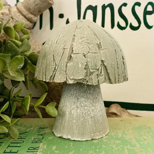 Concrete Mushroom Toadstool Cement Statue Indoor/Outdoor Spring Vignette Live Plant Spring Decor Handmade Cottagecore American Farmhouse