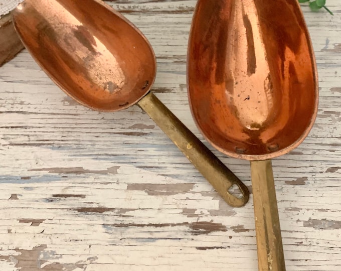 Vintage Copper/brass Scoops Vintage Kitchen Scoop Set of 2 Etsy