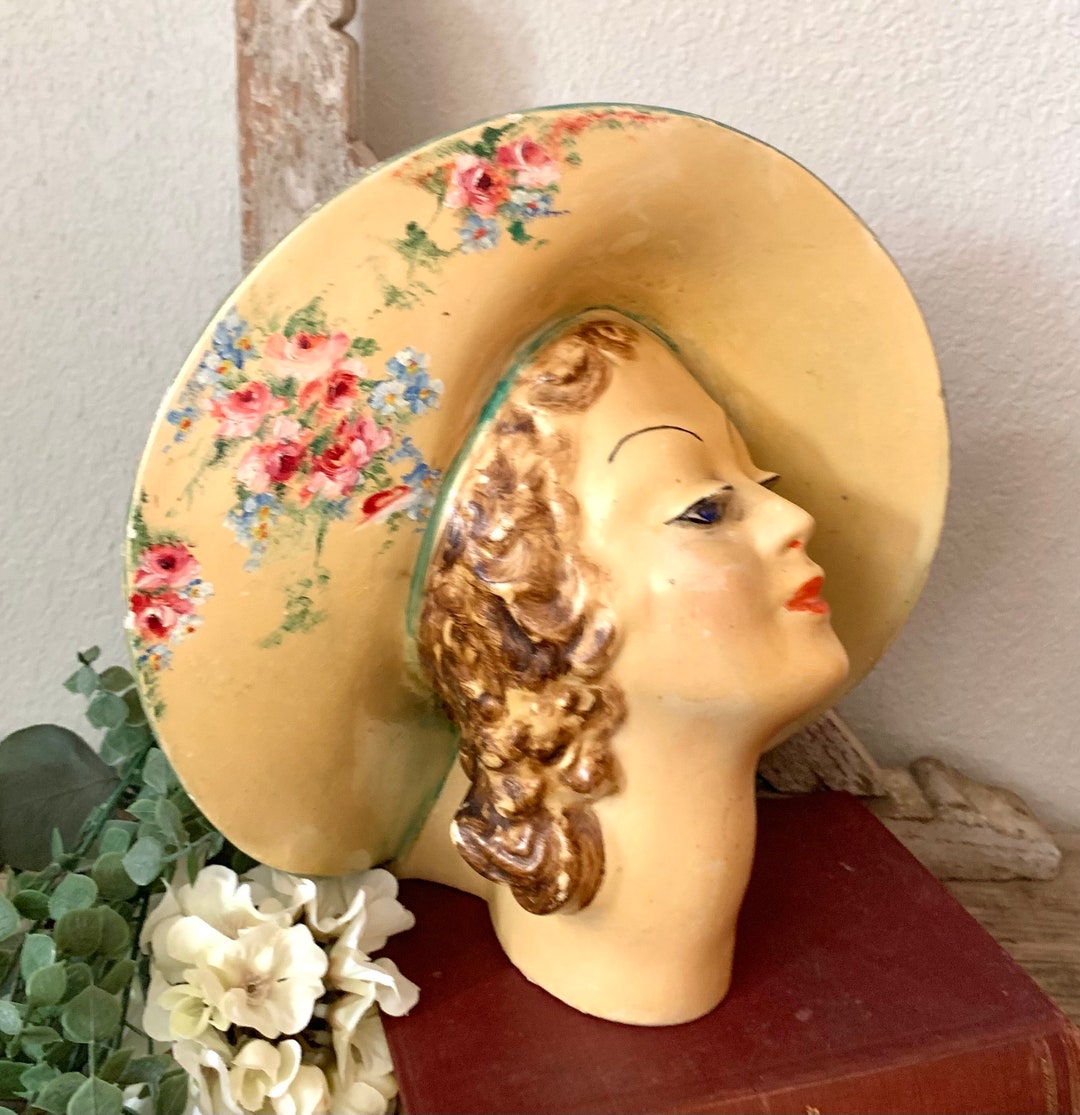 Vintage 1920s Art Deco Head Vase Vintage Planter Jungalow Decorative