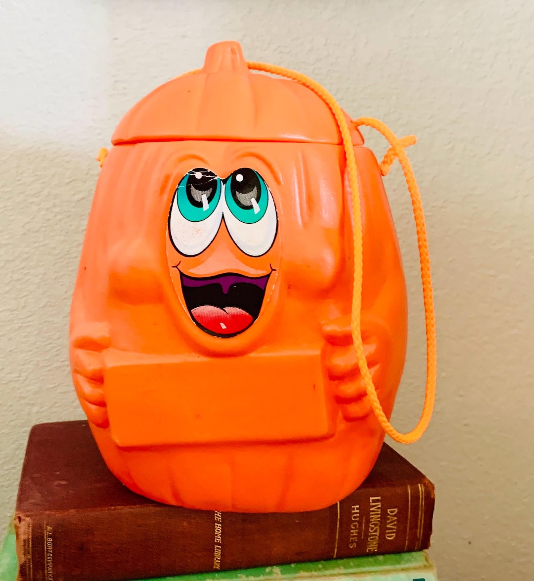 Vintage Halloween Pumpkin Candy Pail Blow Mold Trick or Treat Halloween ...