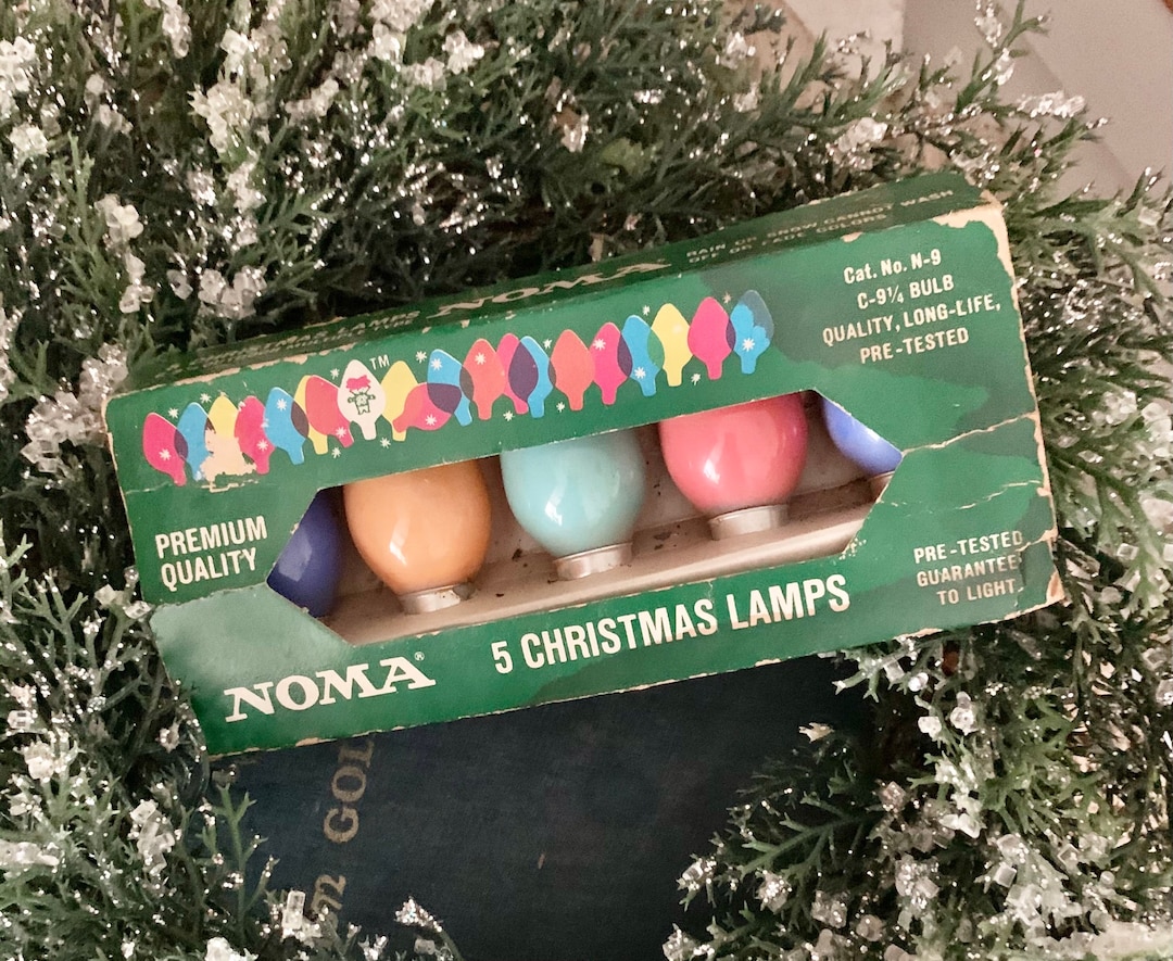 Vintage Christmas Noma Christmas Light Bulb Set of 5 Rustic Primitive