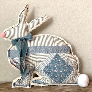 LARGE Vintage Quilt Pillow Bunny Pillow Rabbit Pillow Decorative Easter/Spring Throw Pillow Easter Decor Spring Decorating Vignette