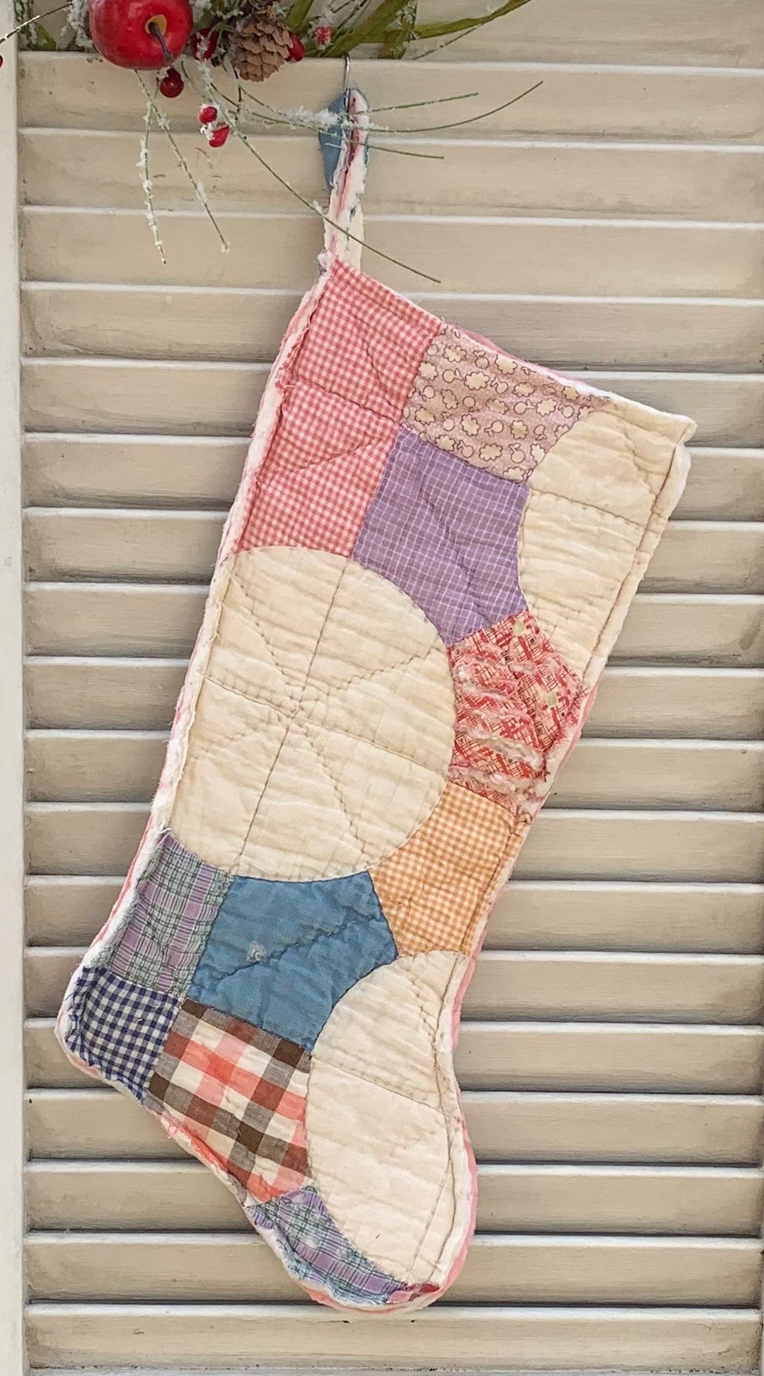 Rustic Primitive Style Vintage Quilt Christmas Stocking Etsy