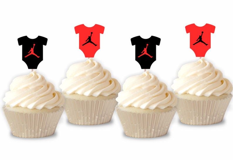 Air Jordan inspired Cupcake Toppers Basketball Party Air Etsy