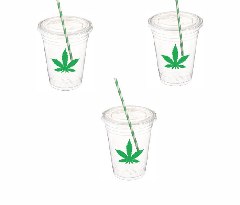 Disposable weed cups with lids & straws/marijuana party/dope Etsy