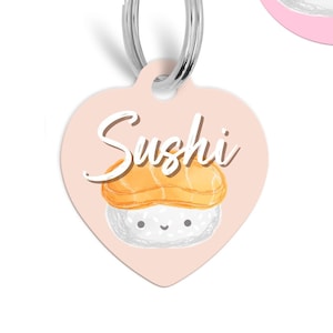 Double Sided Sushi Tag, Sushi Pet ID Tag, Dog ID Tag Blue, Bone Shaped Dog Tag, Blue Dog Tag, Fish Dog Tag, Sushi Dog Tag for Dog Collar Tag