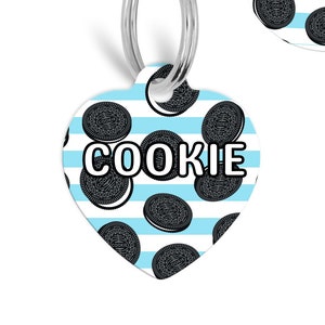 Cookie Chocolate Dog Tag, Bone Heart Circle Dog Tag for Dog, Pet ID Tag, Puppy Collar Tag, Cookie Cat Tag, Fun Dog ID Tag, Cute Pet Tag