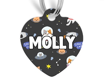 Space Cat Pet Tag, Custom Pet Tag, Metal pet tag, Pet Accessories, Cat Gifts, Pet Collar Tag, Cat Pet Tag, Pet Tag, Personalized Cat Tag