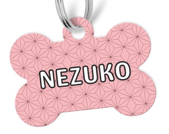 Personalized Demon Slayer Pet ID Tag, Anime Dog Cat Tag, QR Code Option