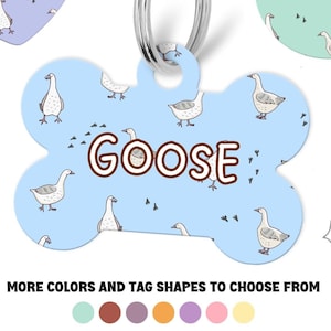 Goose Duck Pet Tag, Funny Pet ID Tag, Custom QR Code Pet Tag, Double Sided Pet Tags Cat Tags, Bird Print Pet Tags for Cats, Dogs and Puppies