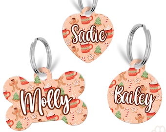 Christmas Gingerbread Pet Tag, Qr Code Smart Pet Tags, Xmas Dog